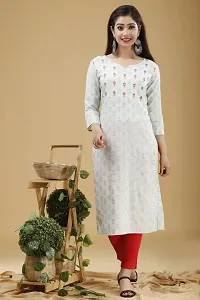 Astya style - JAIPURI BLOCK PRINT New Rayon Women Printed  Stylish Kurta (S,M,L,XL,XXL,3XL) (X-Large) (Small) White-thumb1