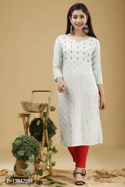 Astya style - JAIPURI BLOCK PRINT New Rayon Women Printed  Stylish Kurta (S,M,L,XL,XXL,3XL) (X-Large) (Small) White-thumb2