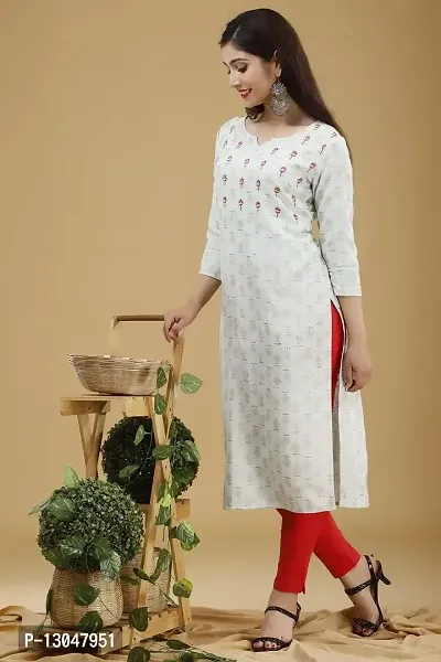 Astya style - JAIPURI BLOCK PRINT New Rayon Women Printed  Stylish Kurta (S,M,L,XL,XXL,3XL) (X-Large) (Small) White-thumb3