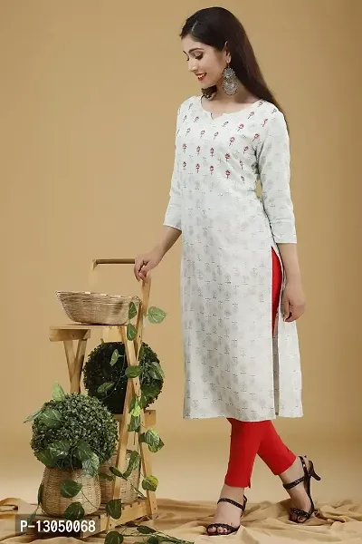 Astya style - JAIPURI BLOCK PRINT New Rayon Women Printed  Stylish Kurta (S,M,L,XL,XXL,3XL) (X-Large) (Medium) White-thumb3