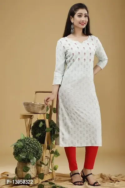 Astya style - JAIPURI BLOCK PRINT New Rayon Women Printed & Stylish Kurta (S,M,L,XL,XXL,3XL) (X-Large) (XX-Large) White-thumb4