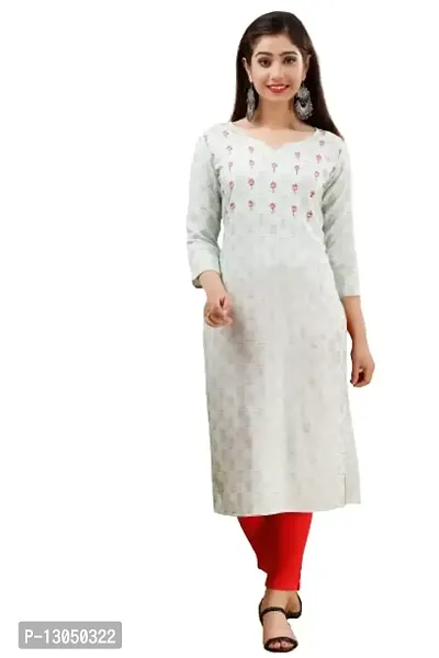 Astya style - JAIPURI BLOCK PRINT New Rayon Women Printed & Stylish Kurta (S,M,L,XL,XXL,3XL) (X-Large) (XX-Large) White-thumb0