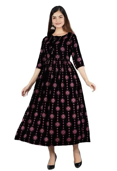 Stylish Rayon Printed Anarkali Kurti