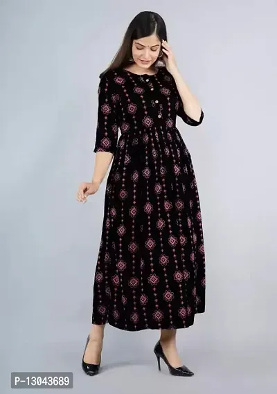 Astya style - JAIPURI BLOCK PRINT Women Printed Kurta with Hand Embroidered (Black, Large)-thumb5