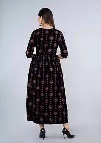 Astya style - JAIPURI BLOCK PRINT Women Printed Kurta with Hand Embroidered (Black, Large)-thumb1