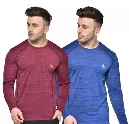 Trendy And Regular Fit Full Sleeves Gym T-shirt Combo For Men