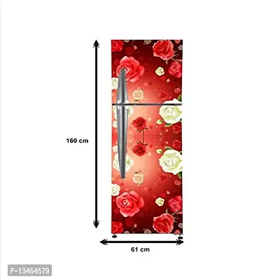 Sky Decal Decorative red Flower with White Flower Vinyl Fridge Cover Wallpaper Poster Adhesive Vinyl Sticker Fridge wrap Decorative Sticker (PVC Vinyl Covering Area 60cm X 160cm)-thumb4