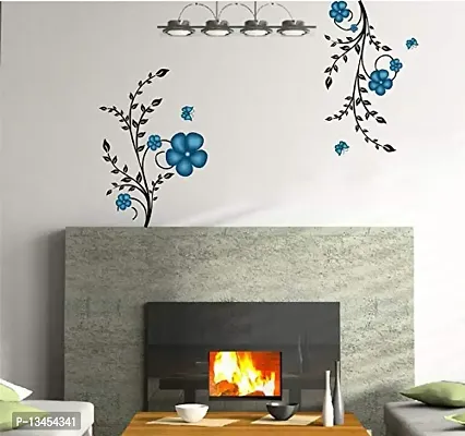 Sky Decal Decorative Flower Leaves with Home Decorative Multicolour Wall Sticker for Home Decor (PVC Vinyl Multicolour)-thumb3