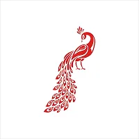 Sky Decal red Peacock Wall Sticker for Home Decor (PVC Vinyl Covering Area 40cm X 58cm)-thumb1