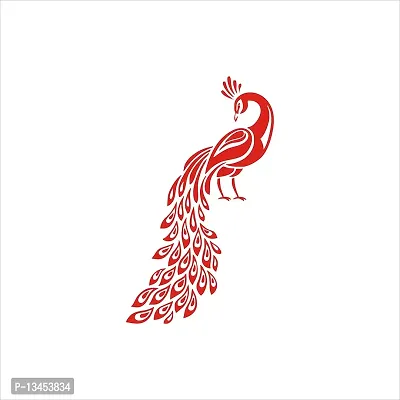 Sky Decal red Peacock Wall Sticker for Home Decor (PVC Vinyl Covering Area 40cm X 58cm)-thumb2