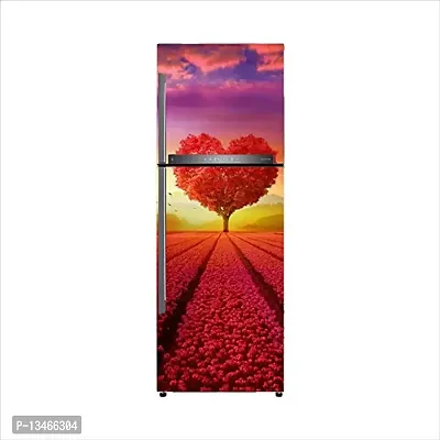 Sky Decal Fridge Sticker Decorative Romantic red Heart Tree, Sunset View Refrigerator Door Sticker PVC Vinyl Multicolor Design Fridge Wrap Sticker (160 cm x 60 cm or 63 X 24 Inches)-thumb3