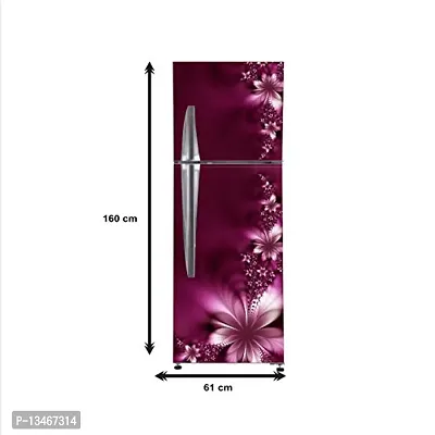 Sky Decal PVC Vinyl Decorative Violet Flower Leaves Decorative Sticker for Fridge (Multicolor, 60cm X 160cm)-thumb4