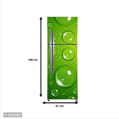 3D Water Drops Green Effect Fridge Wallpaper Poster Adhesive Vinyl Sticker Fridge Wrap Decorative Wall Sticker (PVC Vinyl Multicolor) Size 60x160 cm-thumb3