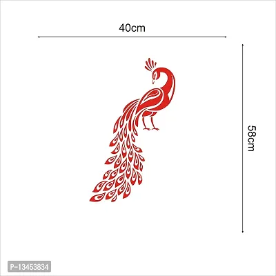 Sky Decal red Peacock Wall Sticker for Home Decor (PVC Vinyl Covering Area 40cm X 58cm)-thumb3