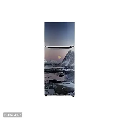 Sky Decal Night Moon Snow Mountain Water Wallpaper Poster Adhesive Vinyl Sticker Fridge wrap Sticker (PVC Vinyl Covering Area 60cm X 160cm)