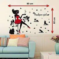 Sky Decal Decorative Abstract Fashion Designer Girl Tea Bags Flower Multicolour Wall Sticker for Home Decor (PVC Vinyl Multicolour)-thumb4