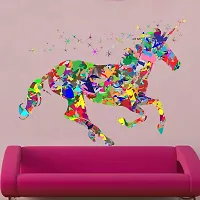 Sky Decal Multicolour Horse Wall Sticker for Home Decor (PVC Vinyl Covering Area 43cm X 58cm)-thumb1