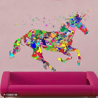 Sky Decal Multicolour Horse Wall Sticker for Home Decor (PVC Vinyl Covering Area 43cm X 58cm)-thumb2