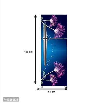 Sky Decal Violet Flower Leaves Star Vinyl Fridge Cover Wallpaper Poster Adhesive Vinyl Sticker Fridge wrap Decorative Sticker (PVC Vinyl Covering Area 60cm X 160cm)-thumb4