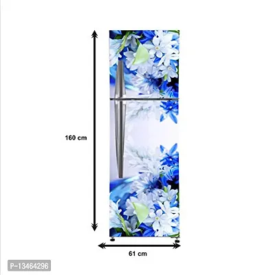 Sky Decal Decorative Blue  White Flowers with White Abstract Effect Extra Large Abstract Wall Fridge Sticker(PVC Vinyl)-thumb4