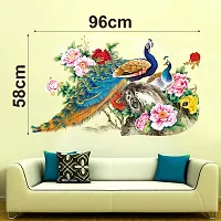 Sky Decal Abstract Peacock Multicolour Wall Sticker for Living Room (PVC Vinyl Covering Area 58cm X 96cm)-thumb2