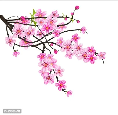 Sky Decal Beautiful Pink Flowers Wall Sticker for Home d?cor (PVC Vinyl Covering Area 70cm X 58cm)