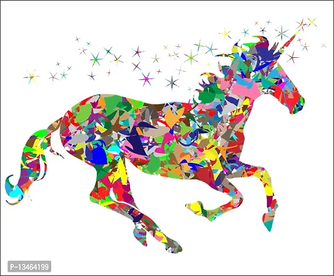 Sky Decal Multicolour Horse Wall Sticker for Home Decor (PVC Vinyl Covering Area 43cm X 58cm)-thumb0