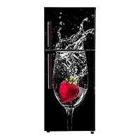 Abstract 3D Strawberry in The Glass Under Water with Black Background Extra Large Fridge Sticker (PVC Vinyl Covering Area 61cm X 160cm)-thumb1