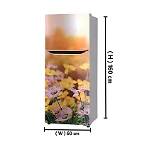 Sky Decal 3D Pink Flower Yellow Flower Sunset Fridge Wallpaper Poster Adhesive Vinyl Sticker Fridge wrap Decorative Sticker (PVC Vinyl Covering Area 60cm X 160cm)-thumb2