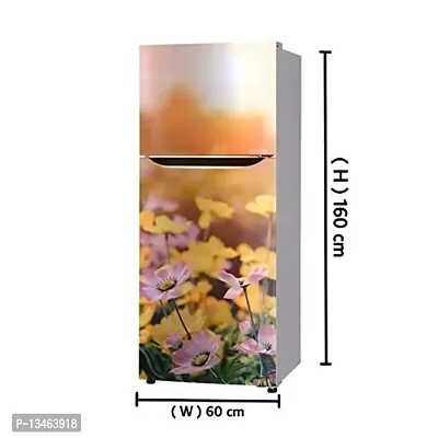 Sky Decal 3D Pink Flower Yellow Flower Sunset Fridge Wallpaper Poster Adhesive Vinyl Sticker Fridge wrap Decorative Sticker (PVC Vinyl Covering Area 60cm X 160cm)-thumb3