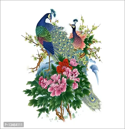 Sky Decal Lovely Peacock Multicolour Wall Sticker for Home d?cor (PVC Vinyl Covering Area 81cm X 58cm)