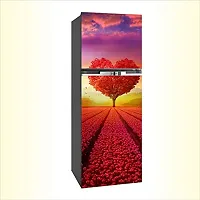 Sky Decal Fridge Sticker Decorative Romantic red Heart Tree, Sunset View Refrigerator Door Sticker PVC Vinyl Multicolor Design Fridge Wrap Sticker (160 cm x 60 cm or 63 X 24 Inches)-thumb1