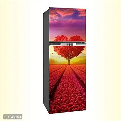 Sky Decal Fridge Sticker Decorative Romantic red Heart Tree, Sunset View Refrigerator Door Sticker PVC Vinyl Multicolor Design Fridge Wrap Sticker (160 cm x 60 cm or 63 X 24 Inches)-thumb2