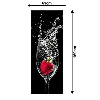 Abstract 3D Strawberry in The Glass Under Water with Black Background Extra Large Fridge Sticker (PVC Vinyl Covering Area 61cm X 160cm)-thumb2