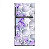 Sky Decal Decorative 3D Flower and Round Circle with Purple Shade Beautiful Extra Large Abstract Wall Fridge Sticker(PVC Vinyl)-thumb2