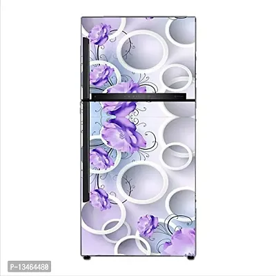 Sky Decal Decorative 3D Flower and Round Circle with Purple Shade Beautiful Extra Large Abstract Wall Fridge Sticker(PVC Vinyl)-thumb3