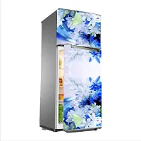 Sky Decal Decorative Blue  White Flowers with White Abstract Effect Extra Large Abstract Wall Fridge Sticker(PVC Vinyl)-thumb1