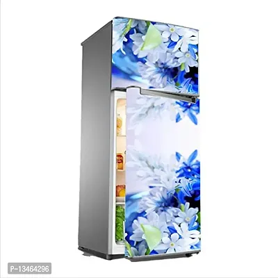 Sky Decal Decorative Blue  White Flowers with White Abstract Effect Extra Large Abstract Wall Fridge Sticker(PVC Vinyl)-thumb2