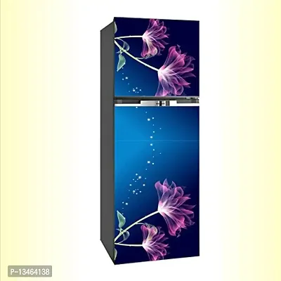 Sky Decal Violet Flower Leaves Star Vinyl Fridge Cover Wallpaper Poster Adhesive Vinyl Sticker Fridge wrap Decorative Sticker (PVC Vinyl Covering Area 60cm X 160cm)-thumb2