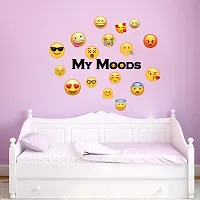 Sky Decal Abstract Mood Emoji Multicolour Wall Sticker for Bedroom Decoration (PVC Vinyl Covering Area 106cm X 121cm)-thumb1