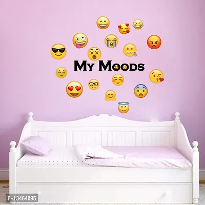 Sky Decal Abstract Mood Emoji Multicolour Wall Sticker for Bedroom Decoration (PVC Vinyl Covering Area 106cm X 121cm)-thumb2