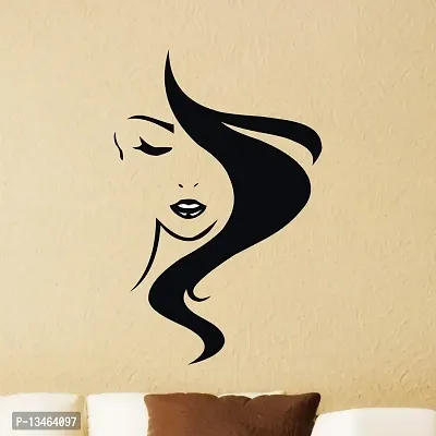 Sky Decal Black Decal Cute Girl face Wall Sticker for Home Decor (PVC Vinyl Covering Area 40cm X 58cm)