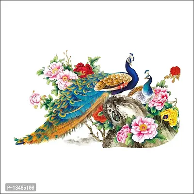 Sky Decal Abstract Peacock Multicolour Wall Sticker for Living Room (PVC Vinyl Covering Area 58cm X 96cm)