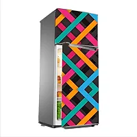 Sky Decal Decorative Multicolour Block 3D Pink, Green, Blue, Black, orrange, red 3D Lines Extra Large Abstract Wall Fridge Sticker(PVC Vinyl)-thumb1