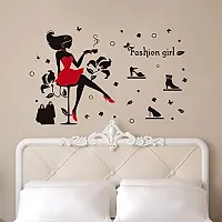 Sky Decal Decorative Abstract Fashion Designer Girl Tea Bags Flower Multicolour Wall Sticker for Home Decor (PVC Vinyl Multicolour)-thumb3