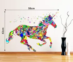 Sky Decal Multicolour Horse Wall Sticker for Home Decor (PVC Vinyl Covering Area 43cm X 58cm)-thumb2