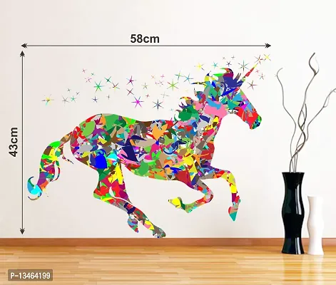 Sky Decal Multicolour Horse Wall Sticker for Home Decor (PVC Vinyl Covering Area 43cm X 58cm)-thumb3