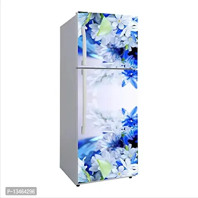 Sky Decal Decorative Blue  White Flowers with White Abstract Effect Extra Large Abstract Wall Fridge Sticker(PVC Vinyl)