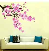 Sky Decal Beautiful Pink Flowers Wall Sticker for Home d?cor (PVC Vinyl Covering Area 70cm X 58cm)-thumb1