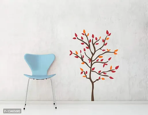 Sky Decal Tree  Leaves Multicolour Wall Sticker for Home Decor (PVC Vinyl Covering Area 40cm X 58cm)